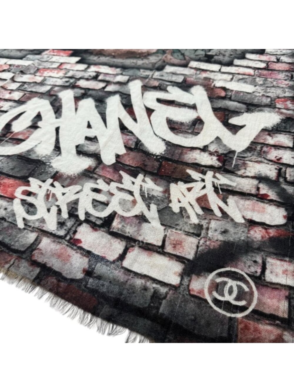 Chanel Logo Shawl Brick Pattern Cashmere Scarf - Picture 3 of 9